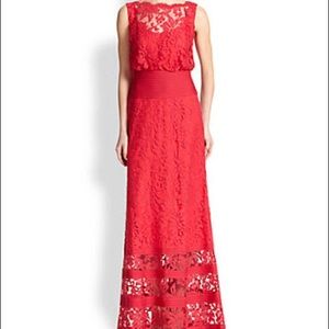 Tadashi long red lace dress
